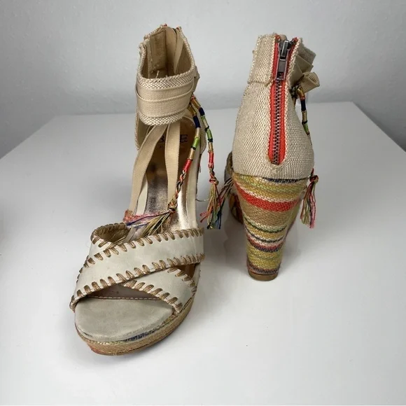 BKE Sole, colorful boho summer fabric wedge estimated sz. 8 - Picture 6 of 13